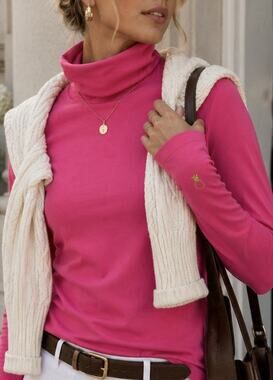 Dudley Stephens Pink Fleece Tunic XS Mock Neck Long Sleeve Pineapple Logo Preppy